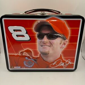 Red NASCAR Themed Men's Tin Lunch Box Collectors Metal Tin Y2K Rare
